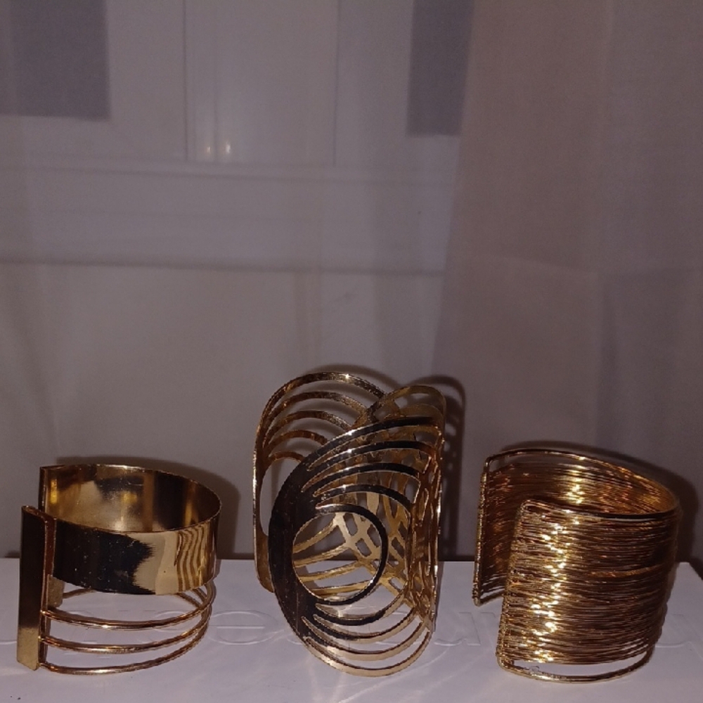 Set of Gold Cuff Bracelets